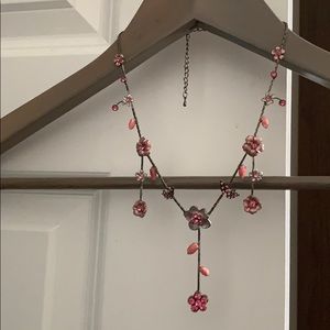 Vintage necklace with pink flowers